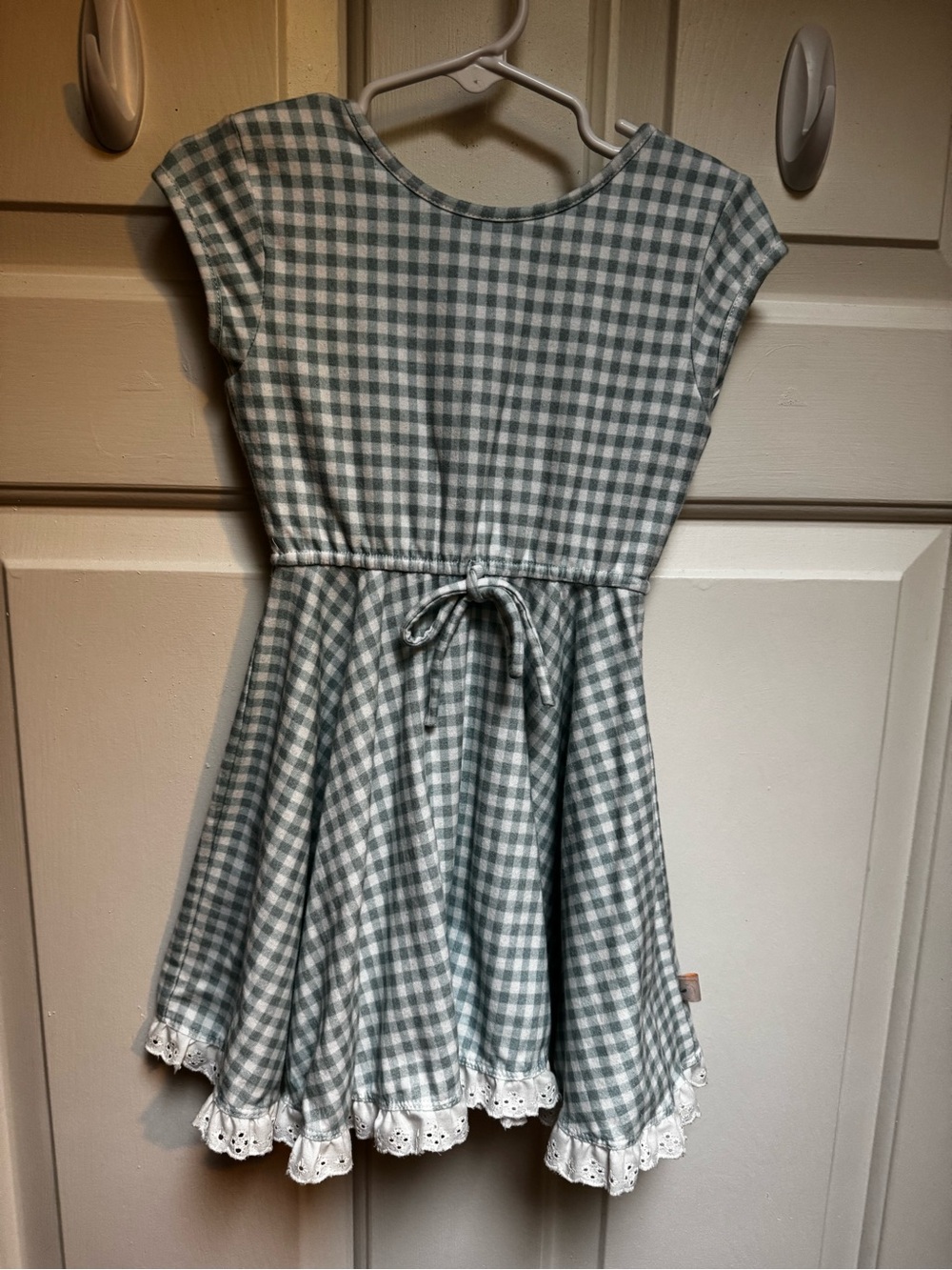 Omi Jo WDW 3T Twirl Green & White Checker Print Cap Eyelet Lace Trim Girl size